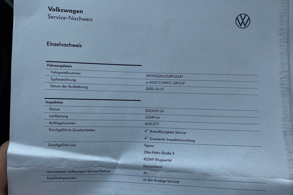 Продам Volkswagen e-Golf 35.8 kWh Тепловий насос 2020 года в Львове