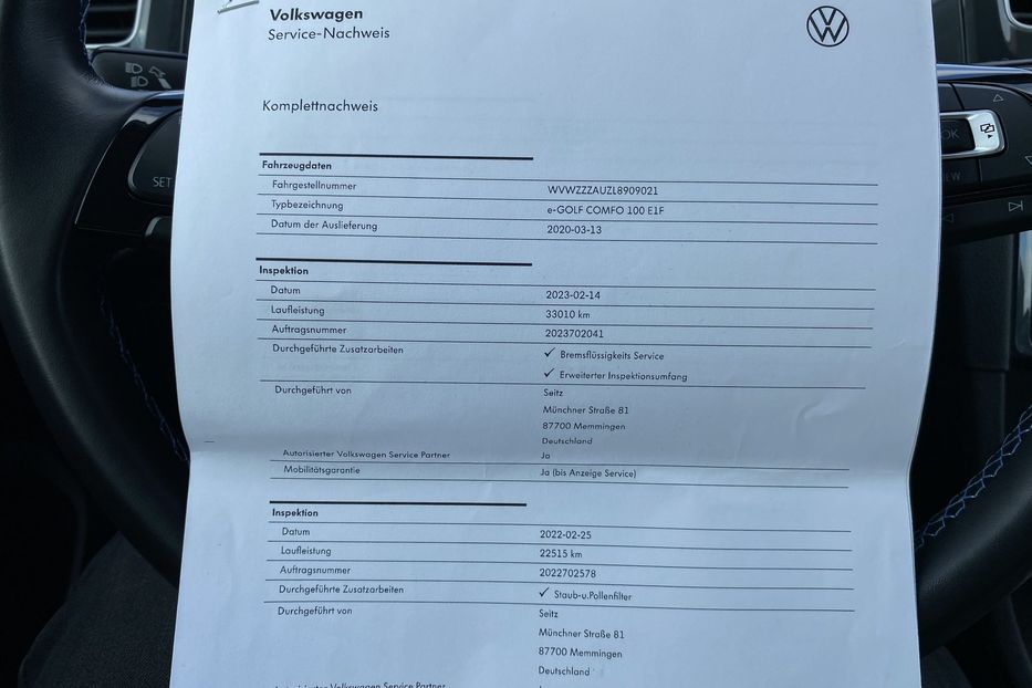 Продам Volkswagen e-Golf 35.8 kWh 100 кВт/136 к.с.  2020 года в Львове