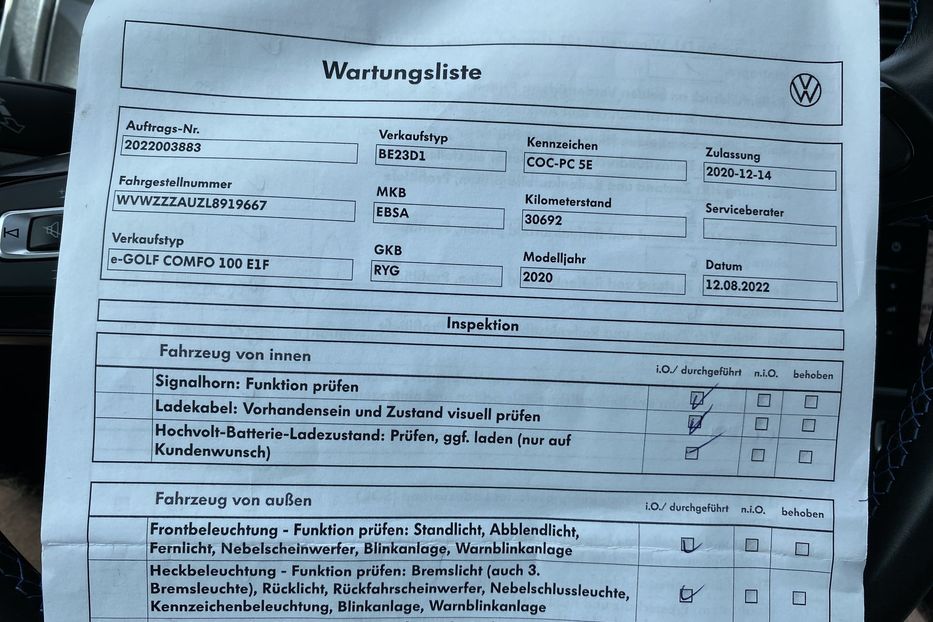 Продам Volkswagen e-Golf ПЕРЛАМУТР  35.8 kWh/136 к.с.  2020 года в Львове