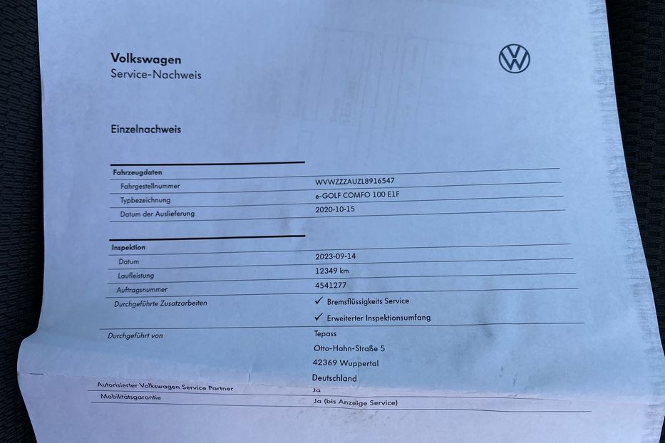 Продам Volkswagen e-Golf Тепловий насос Порт CCS 2020 года в Львове